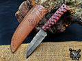 Personalized Handcrafted Damascus Hunting Knife, 8-Inch Full Tang Skinning Blade, Bushcraft EDC Tool, Wood Handle Camping Tool