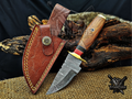 6.5" Handmade Damascus Fixed Blade Knife with Brass Guard