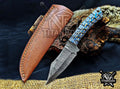 Personalized Handcrafted Damascus Hunting Knife, 8-Inch Full Tang Skinning Blade, Bushcraft EDC Tool, Wood Handle Camping Tool