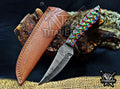 Personalized Handcrafted Damascus Hunting Knife, 8-Inch Full Tang Skinning Blade, Bushcraft EDC Tool, Wood Handle Camping Tool