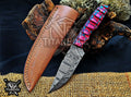 Personalized Handcrafted Damascus Hunting Knife, 8-Inch Full Tang Skinning Blade, Bushcraft EDC Tool, Wood Handle Camping Tool