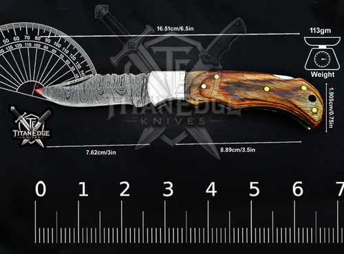 6.5" Handmade Damascus Steel Custom Hunting & EDC Knife