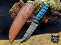 Personalized Handcrafted Damascus Hunting Knife, 8-Inch Full Tang Skinning Blade, Bushcraft EDC Tool, Wood Handle Camping Tool