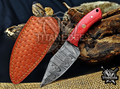 6.75" Handmade Damascus Steel Fixed Blade Knife with Leather Sheath