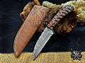 Personalized Handcrafted Damascus Hunting Knife, 8-Inch Full Tang Skinning Blade, Bushcraft EDC Tool, Wood Handle Camping Tool