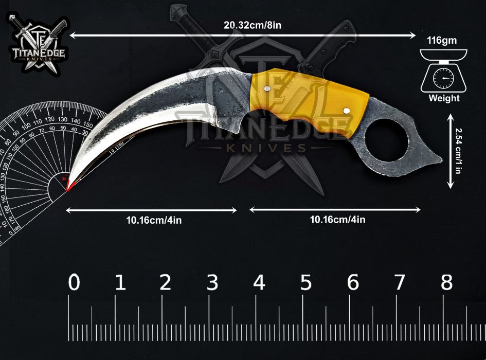 Handcrafted Karambit Knife, 8-Inch Tactical Claw Blade, Outdoor Hunting EDC Pocket Knife, Unique Groomsmen Gift, Collector Utility Knife
