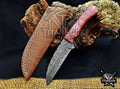 Personalized Handcrafted Damascus Hunting Knife, 8-Inch Full Tang Skinning Blade, Bushcraft EDC Tool, Resin Handle Camping Tool