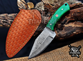 6.75" Handmade Damascus Steel Fixed Blade Knife with Leather Sheath