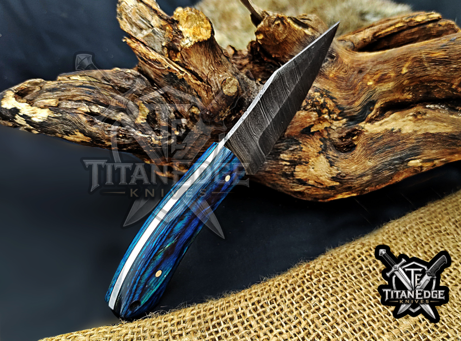6.75" Handmade Damascus Steel Fixed Blade Knife with Leather Sheath