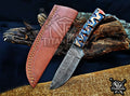 Personalized Handcrafted Damascus Hunting Knife, 8-Inch Full Tang Skinning Blade, Bushcraft EDC Tool, Wood Handle Camping Tool