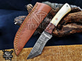 Personalized Handcrafted Damascus Hunting Knife, 8.5-Inch Full Tang Skinning Blade, Bushcraft EDC Tool, Wood Handle Camping Tool