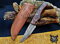 Personalized Handcrafted Damascus Hunting Knife, 8-Inch Full Tang Skinning Blade, Bushcraft EDC Tool, Wood Handle Camping Tool