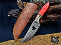 Personalized Handcrafted Damascus Hunting Knife, 8-Inch Full Tang Skinning Blade, Bushcraft EDC Tool, Wood Handle Camping Tool