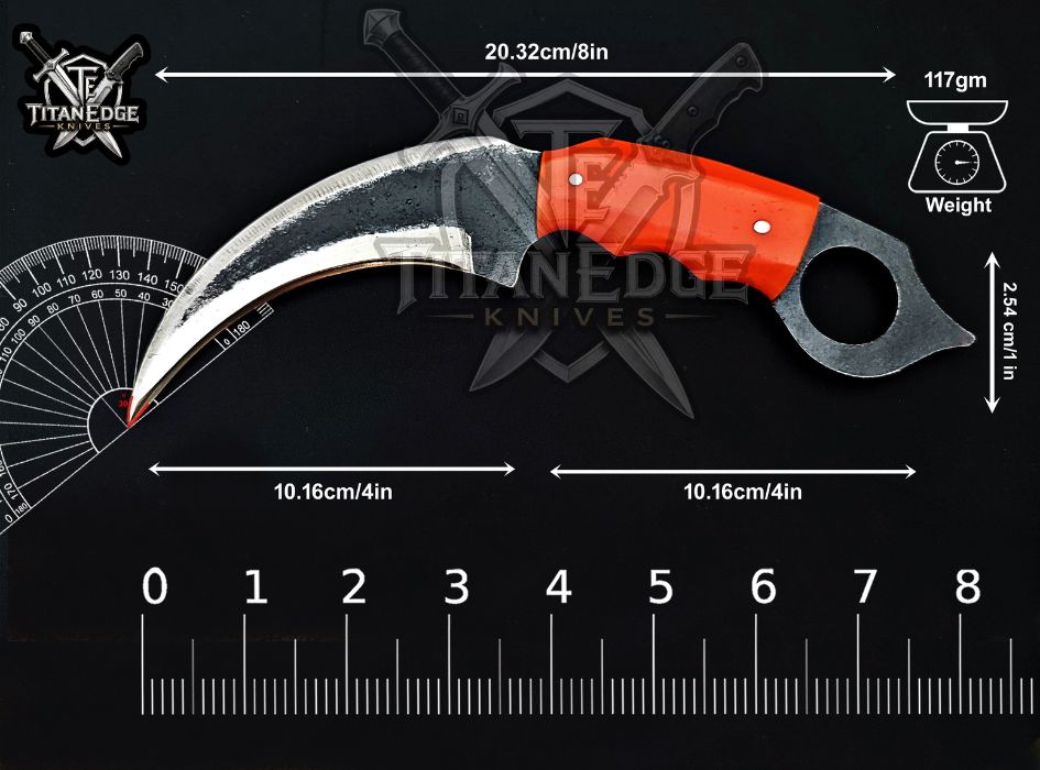 Handcrafted Karambit Knife, 8-Inch Tactical Claw Blade, Outdoor Hunting EDC Pocket Knife, Unique Groomsmen Gift, Collector Utility Knife