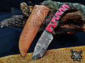 Personalized Handcrafted Damascus Hunting Knife, 7.5-Inch Full Tang Skinning Blade, Bushcraft EDC Tool, Wood Handle Camping Tool