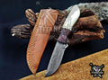 Personalized Handcrafted Damascus Hunting Knife, 8-Inch Full Tang Skinning Blade, Bushcraft EDC Tool, Bone & Wood Handle Camping Tool