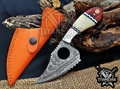 6.75" Handmade Damascus Tactical Knife with Finger Ring