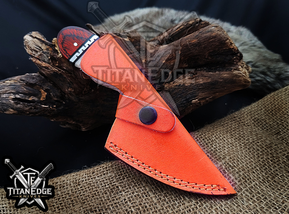 6.75" Handmade Damascus Tactical Knife with Finger Ring