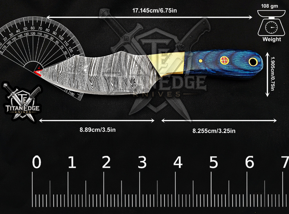 Handmade 6.75" Damascus Steel Fixed Blade Hunting Knife, Fixed Blade Skinner Knife, Wood Handle, Groomsmen Gift With Leather Sheath