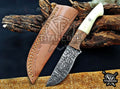 Personalized Handcrafted Damascus Hunting Knife, 8-Inch Full Tang Skinning Blade, Bushcraft EDC Tool, Wood Handle Camping Tool