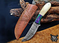 Personalized Handcrafted Damascus Hunting Knife, 8-Inch Full Tang Skinning Blade, Bushcraft EDC Tool, Wood/Bone  Handle Camping Tool