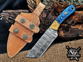Handmade 6.75" Damascus Steel Fixed Blade Hunting Knife, Fixed Blade Skinner Knife, Wood Handle, Groomsmen Gift With Leather Sheath