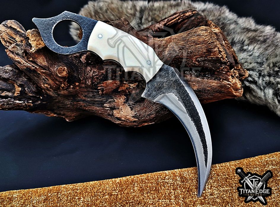 Handcrafted Karambit Knife, 8-Inch Tactical Claw Blade, Outdoor Hunting EDC Pocket Knife, Unique Groomsmen Gift, Collector Utility Knife