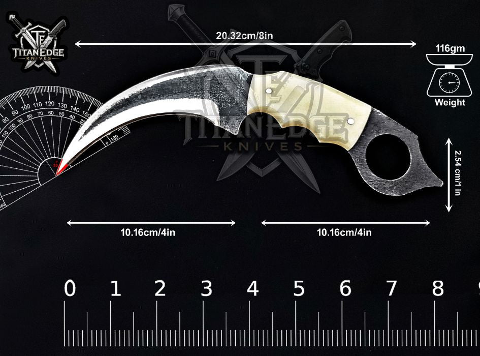 Handcrafted Karambit Knife, 8-Inch Tactical Claw Blade, Outdoor Hunting EDC Pocket Knife, Unique Groomsmen Gift, Collector Utility Knife