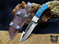Personalized Handcrafted Damascus/Carbon Steel Hunting Knife, 8-Inch Full Tang Skinning Blade, Bushcraft EDC Tool, Wood Handle Camping Tool
