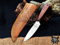 Personalized Handcrafted Damascus/Carbon Steel Hunting Knife, 8-Inch Full Tang Skinning Blade, Bushcraft EDC Tool, Wood Handle Camping Tool