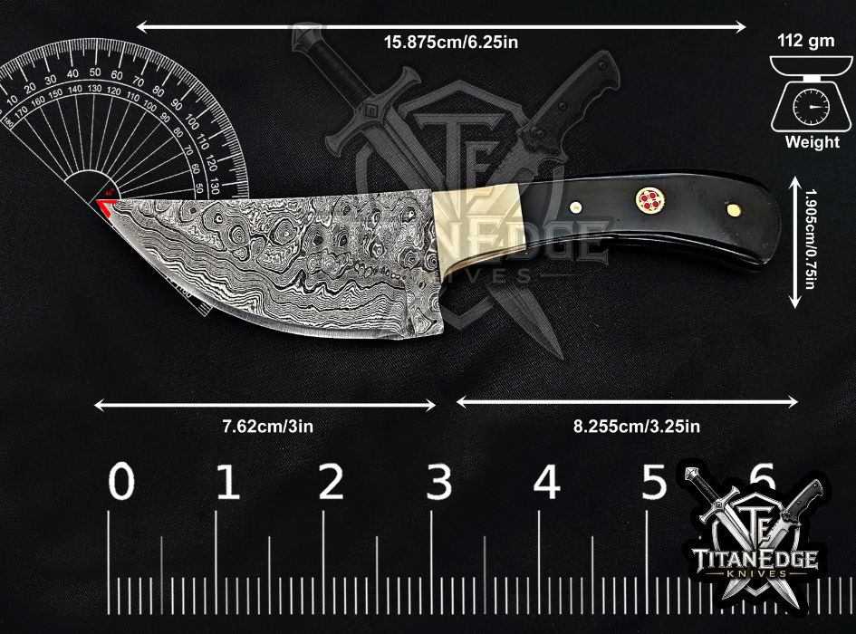 Handmade 6.25" Damascus Steel Fixed Blade Hunting Knife, Fixed Blade Skinner Knife, Resin Handle, Groomsmen Gift With Leather Sheath