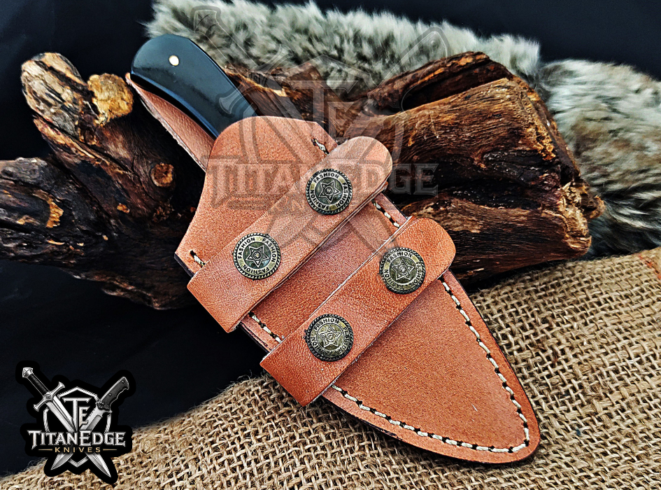 Handmade 6.25" Damascus Steel Fixed Blade Hunting Knife, Fixed Blade Skinner Knife, Resin Handle, Groomsmen Gift With Leather Sheath