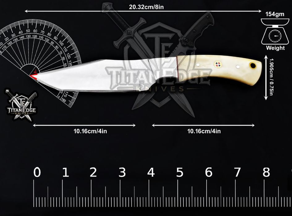Personalized Handcrafted Damascus/Carbon Steel Hunting Knife, 8-Inch Full Tang Skinning Blade, Bushcraft EDC Tool, Bone Handle Camping Tool
