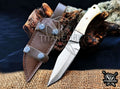 Personalized Handcrafted Damascus/Carbon Steel Hunting Knife, 8-Inch Full Tang Skinning Blade, Bushcraft EDC Tool, Bone Handle Camping Tool