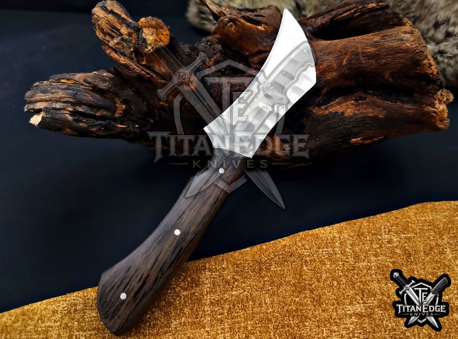 Personalized Handcrafted Damascus/Carbon Steel Hunting Knife, 8-Inch Full Tang Skinning Blade, Bushcraft EDC Tool, Wood Handle Camping Tool