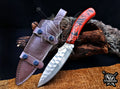 Custom Handcrafted Damascus/Carbon Steel Hunting Knife, 10-Inch Full Tang Skinning Blade, Bushcraft EDC Tool, Resin Handle Camping Tool