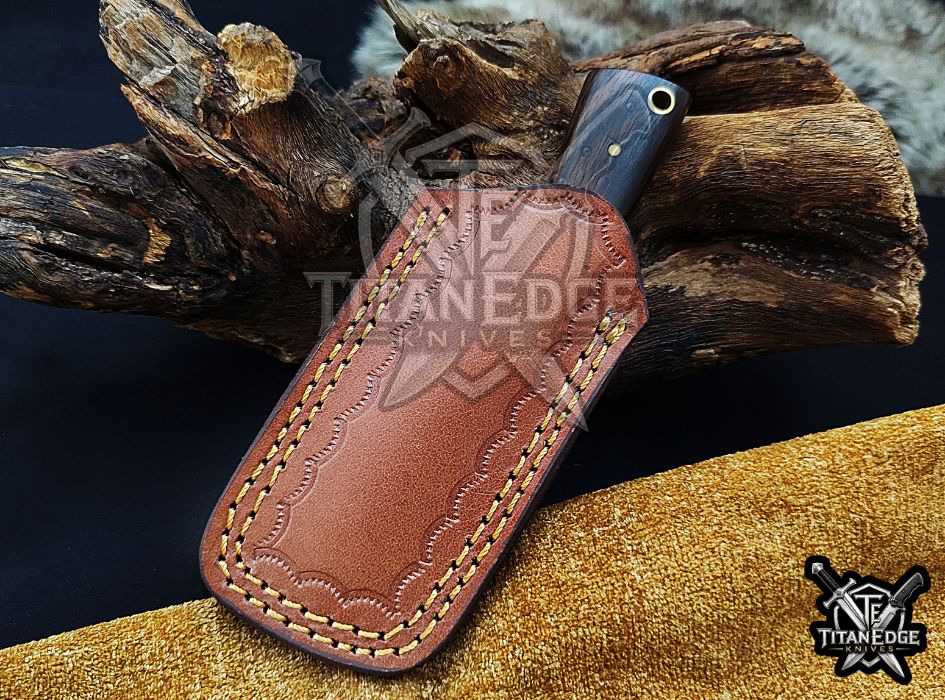 Personalized Handcrafted Damascus/Carbon Steel Hunting Knife, 6-Inch Full Tang Skinning Blade, Bushcraft EDC Tool, Wood Handle Camping Tool