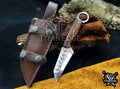 Hand Forged 8-Inch Tracker Knife with Ring Pommel | Wood Handle EDC Utility Knife with Leather Sheath