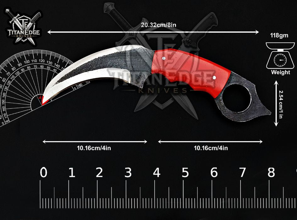 Handcrafted Karambit Knife, 8-Inch Tactical Claw Blade, Outdoor Hunting EDC Pocket Knife, Unique Groomsmen Gift, Collector Utility Knife