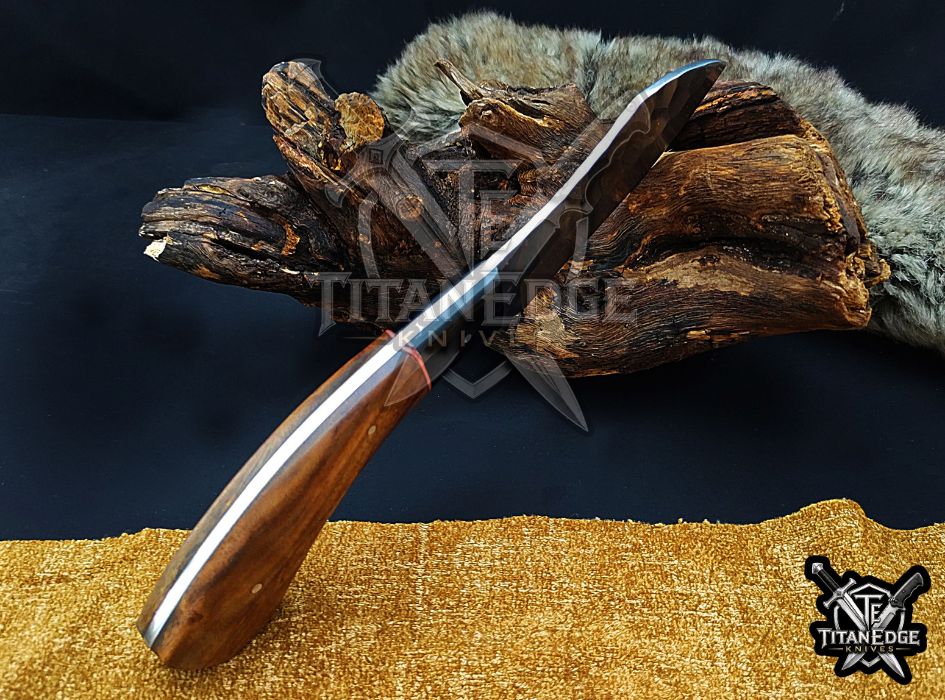 Personalized Handcrafted Damascus/Carbon Steel Hunting Knife, 10-Inch Full Tang Skinning Blade, Bushcraft EDC Tool, Wood Handle Camping Tool