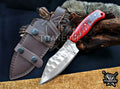 Personalized Handcrafted Damascus/Carbon Steel Hunting Knife, 8.5-Inch Full Tang Skinning Blade, EDC Tool, Wood Handle Camping Tool