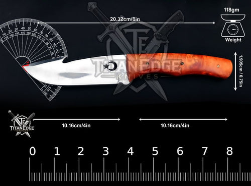 Custom Handcrafted Damascus/Carbon Steel Hunting Knife, 8-Inch Full Tang Skinning Blade, Bushcraft EDC Tool, Resin Handle Camping Tool