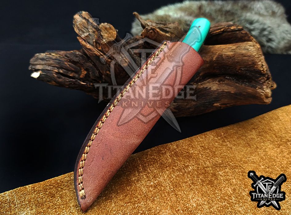 Custom Handcrafted Damascus/Carbon Steel Hunting Knife, 8-Inch Full Tang Skinning Blade, Bushcraft EDC Tool, Wood Handle Camping Tool