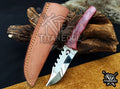Custom 8" Hunting Knife, Sawtooth Spine EDC Utility Knife, Red Resin Handle Outdoor Camping Tool with Sheath
