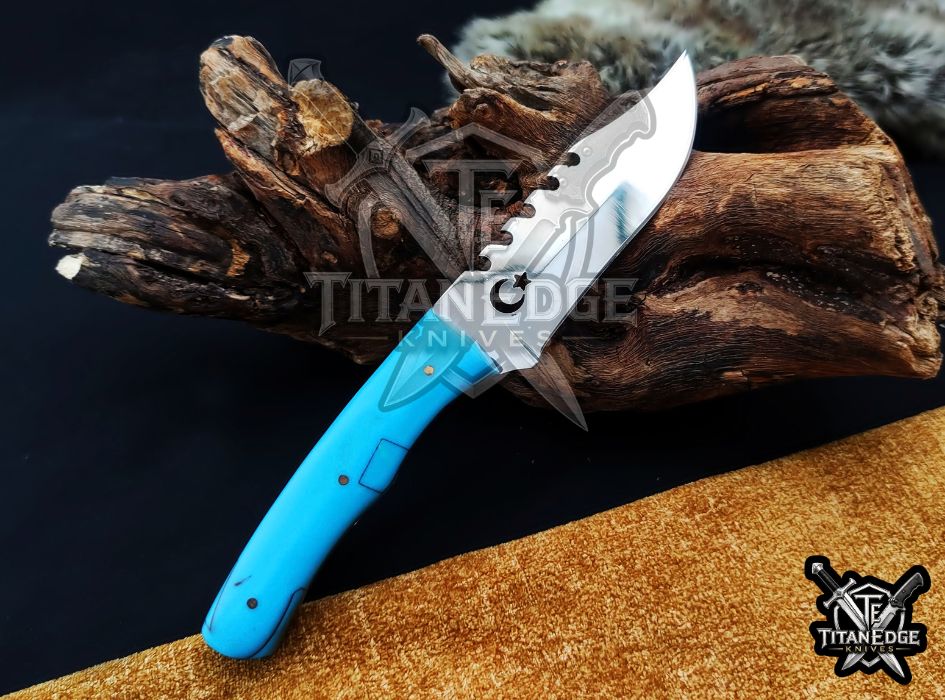 Custom 8inch Hunting Knife, Sawtooth Spine EDC Utility Knife, Resin Handle Outdoor Camping Tool with Sheath