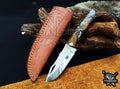 Custom Handcrafted Damascus/Carbon Steel Hunting Knife, 8-Inch Full Tang Skinning Blade, Bushcraft EDC Tool, Resin Handle Camping Tool