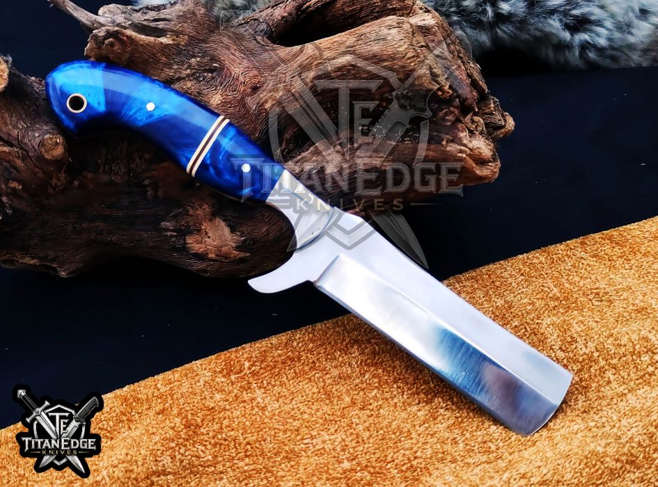 Custom Handcrafted Damascus/Carbon Steel Hunting Knife, 8-Inch Full Tang Skinning Blade, Bushcraft EDC Tool, Wood Handle Camping Tool