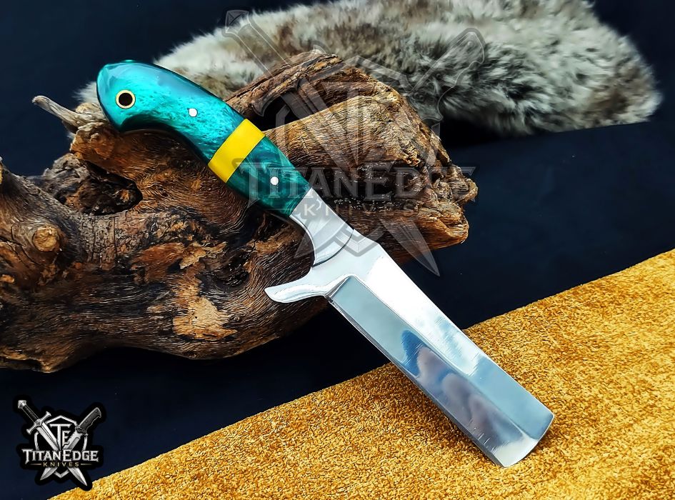 Custom Handcrafted Damascus/Carbon Steel Hunting Knife, 8-Inch Full Tang Skinning Blade, Bushcraft EDC Tool, Wood Handle Camping Tool