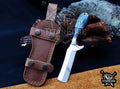 Custom Handcrafted Damascus/Carbon Steel Hunting Knife, 8-Inch Full Tang Skinning Blade, Bushcraft EDC Tool, Resin Handle Camping Tool