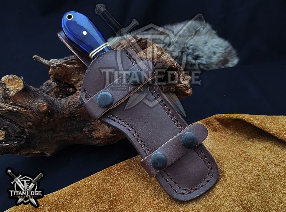 Custom Handcrafted Damascus/Carbon Steel Hunting Knife, 8-Inch Full Tang Skinning Blade, Bushcraft EDC Tool, Resin Handle Camping Tool